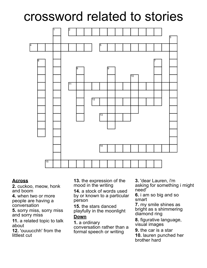 crossword related to stories