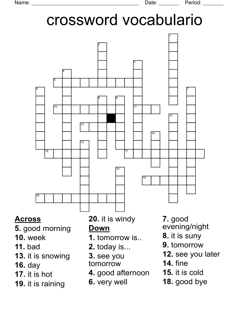 crossword vocabulario