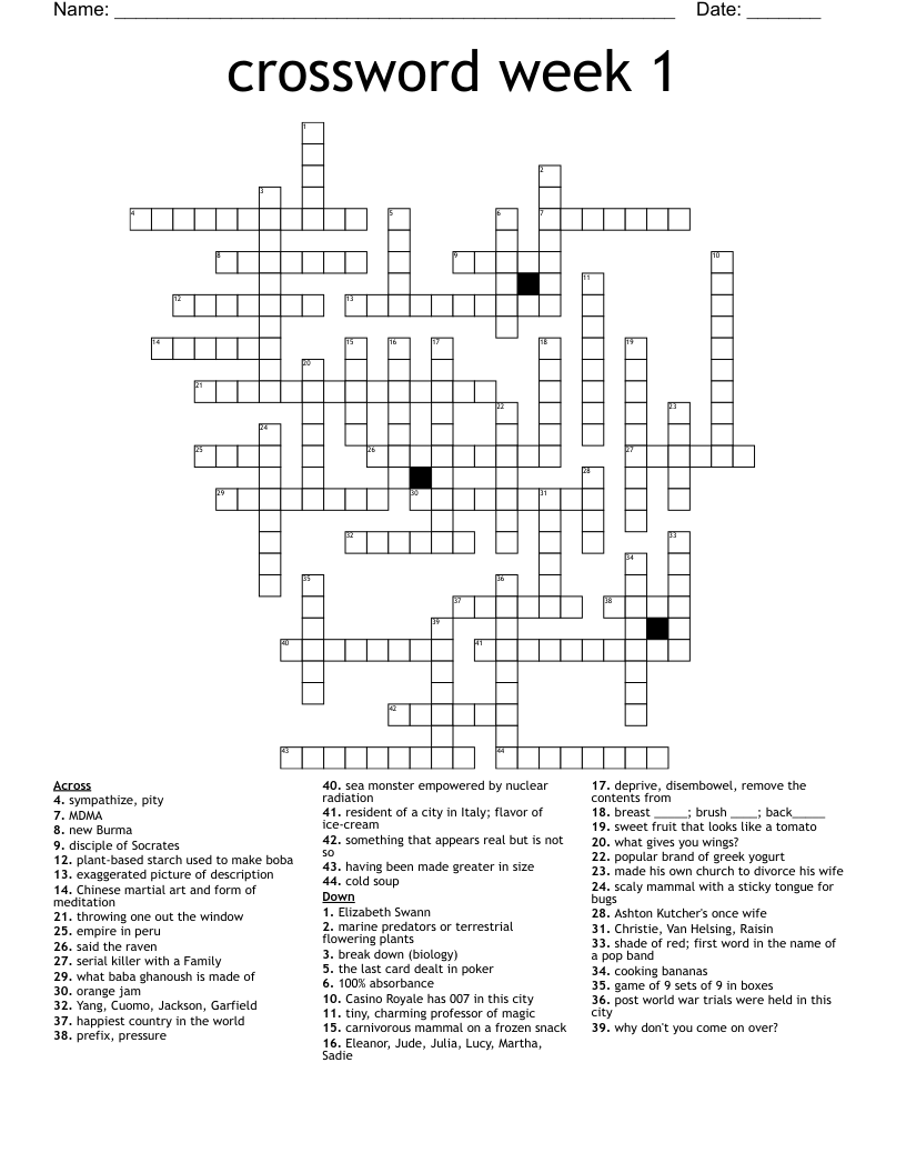 crossword week 1