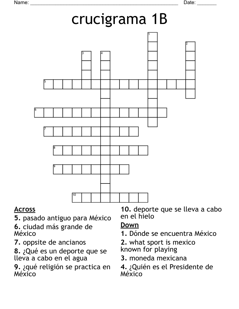crucigrama 1B Crossword