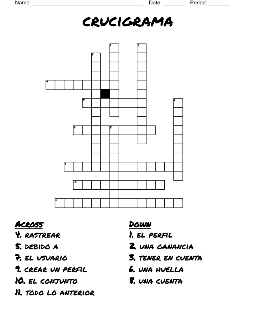 crucigrama Crossword