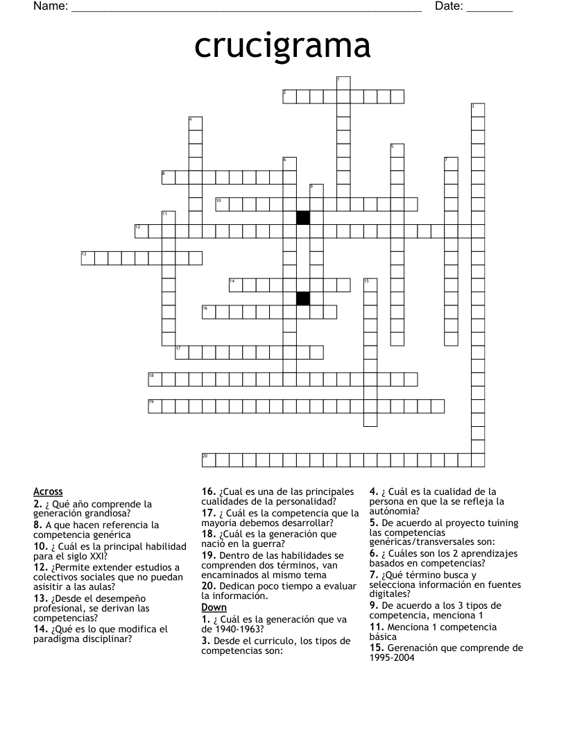 crucigrama  Crossword