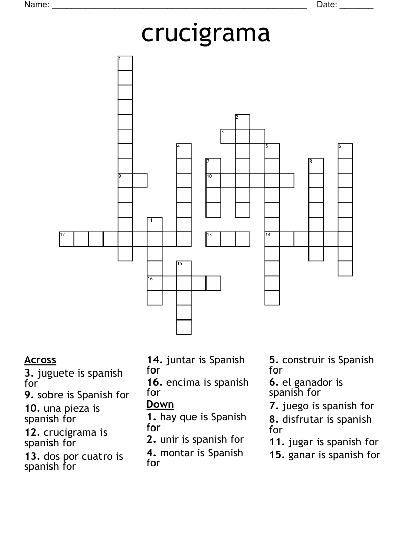 crucigrama  Crossword
