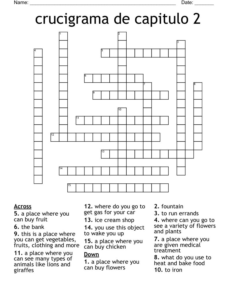 crucigrama de capitulo 2 Crossword