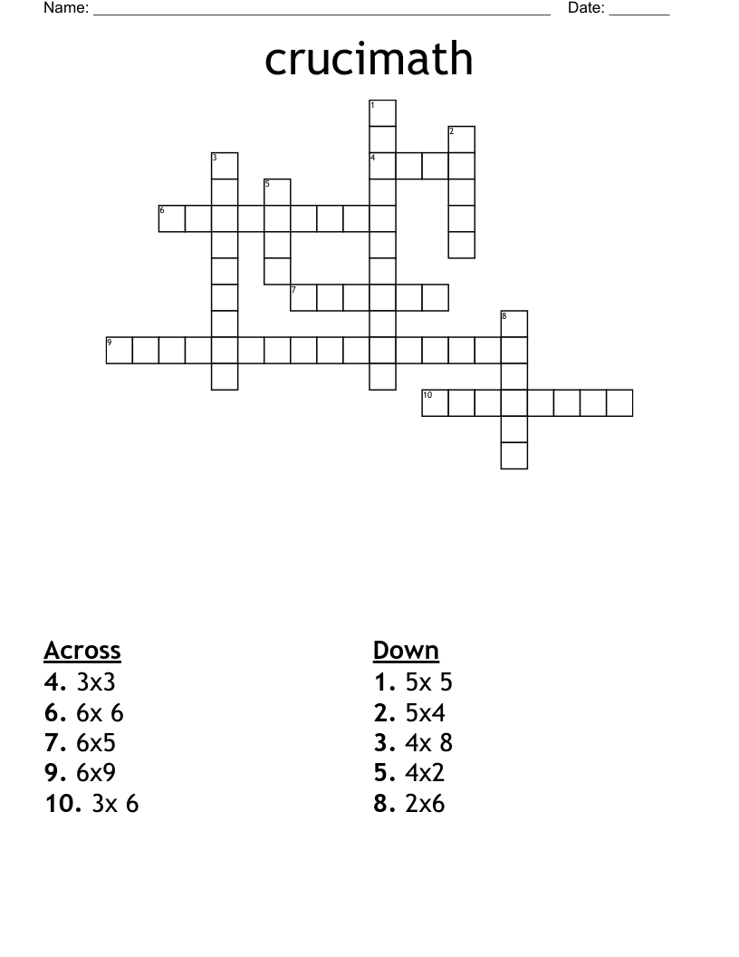 crucimath Crossword