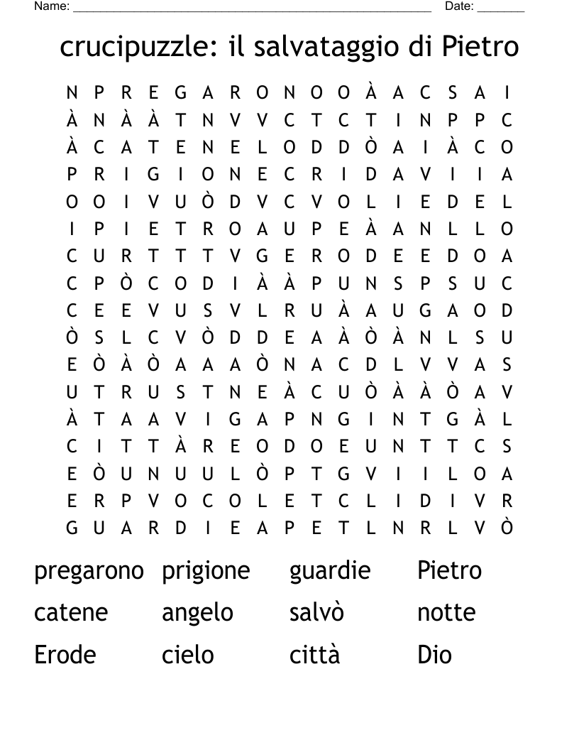 crucipuzzle: il salvataggio di Pietro Word Search