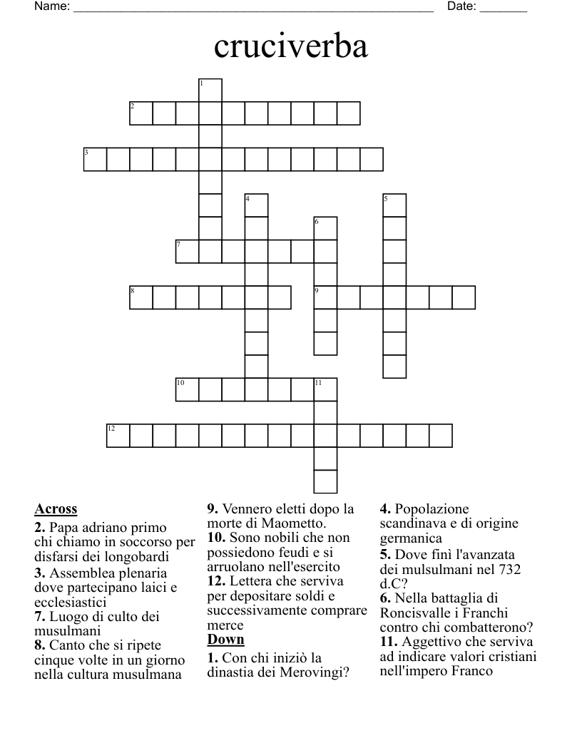cruciverba Crossword