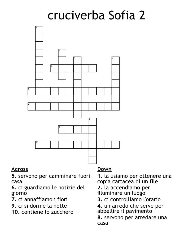 cruciverba Sofia 2 Crossword