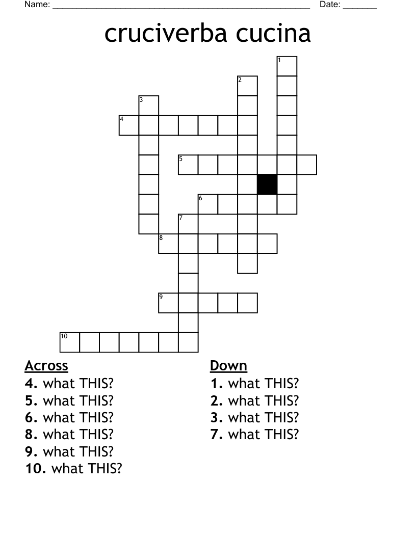 cruciverba cucina Crossword