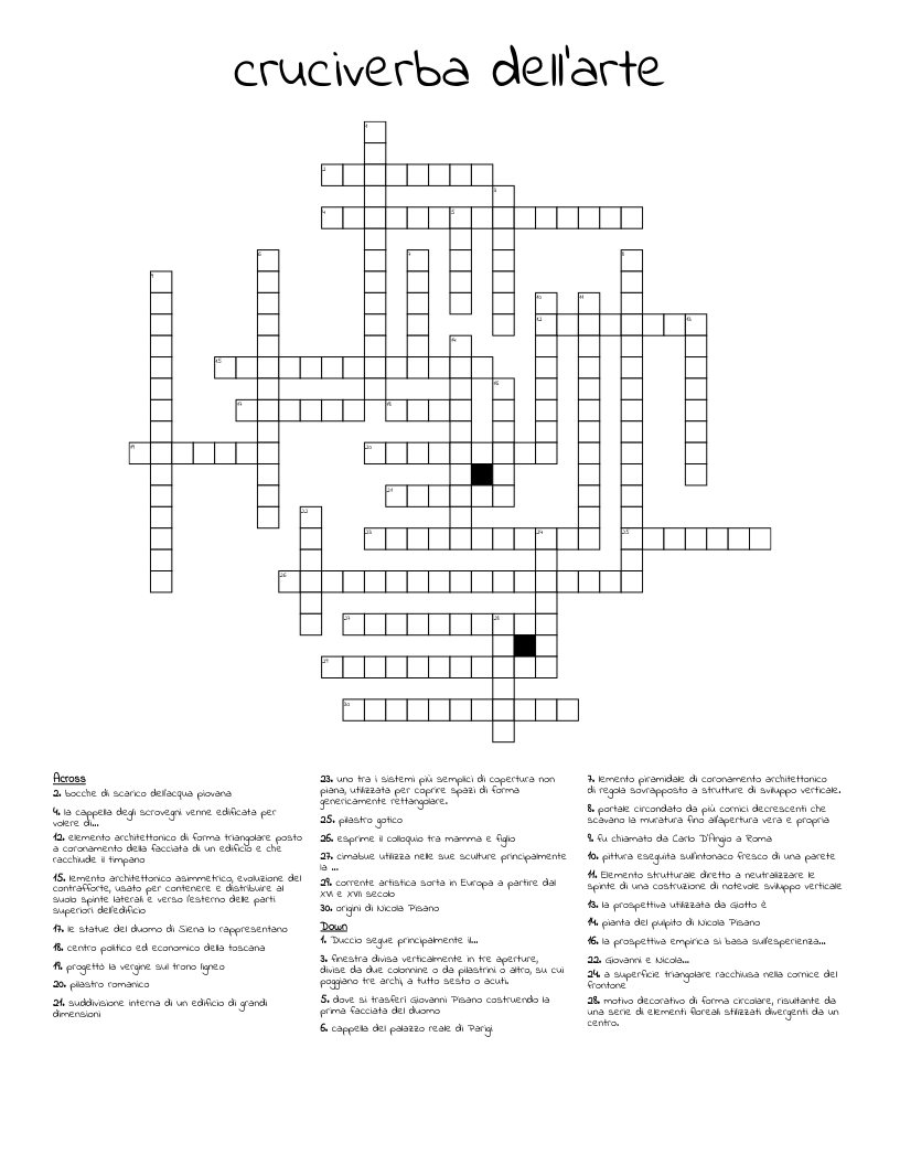 cruciverba dell'arte Crossword