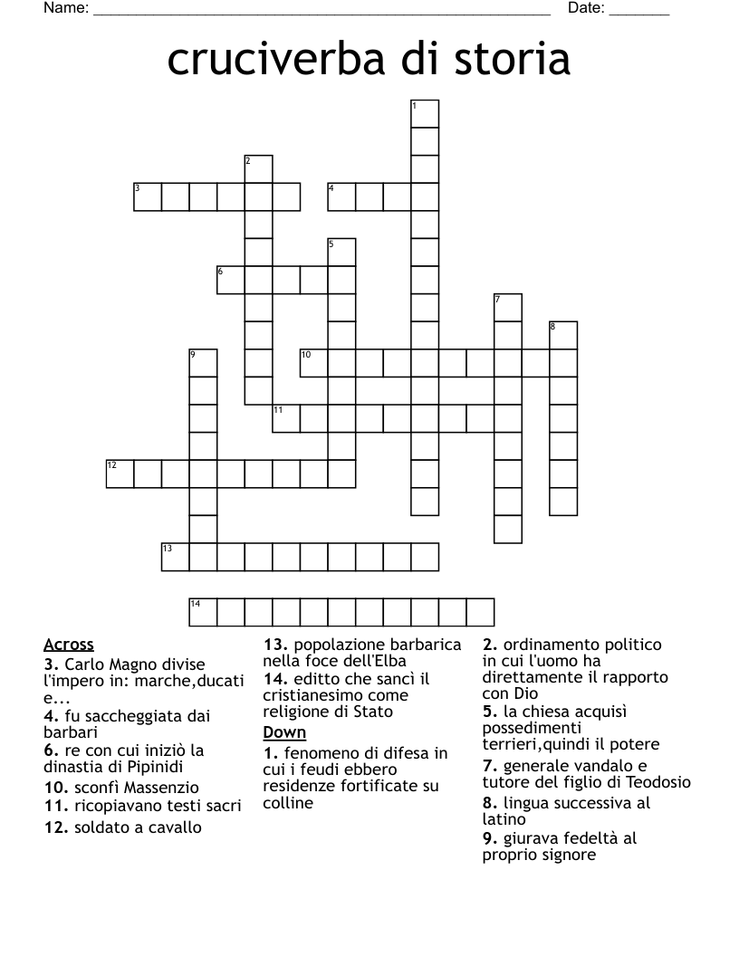 cruciverba di storia Crossword