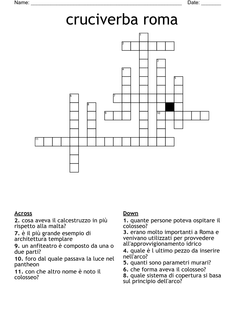 cruciverba roma Crossword