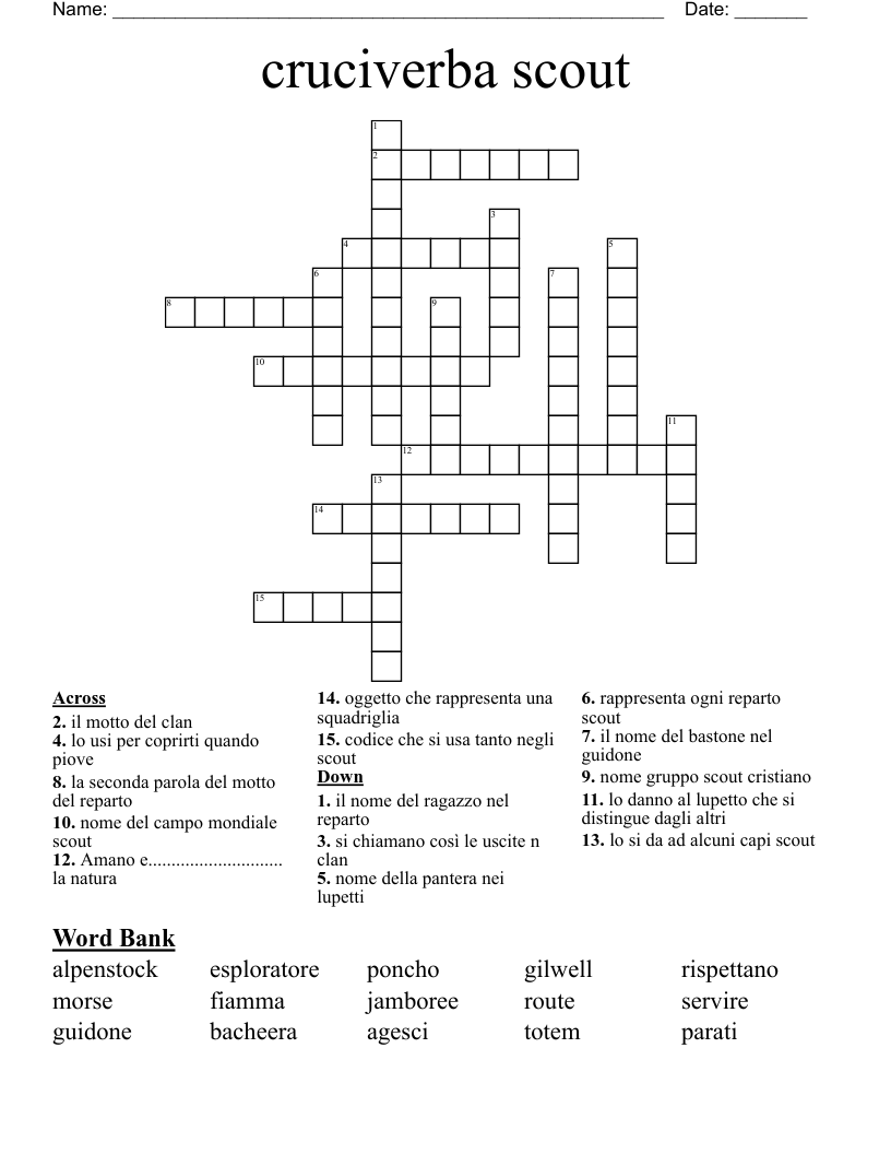 cruciverba scout Crossword