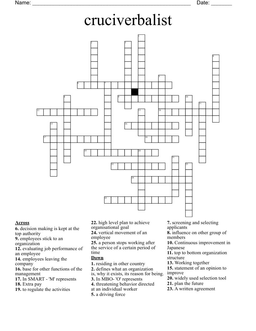 cruciverbalist Crossword
