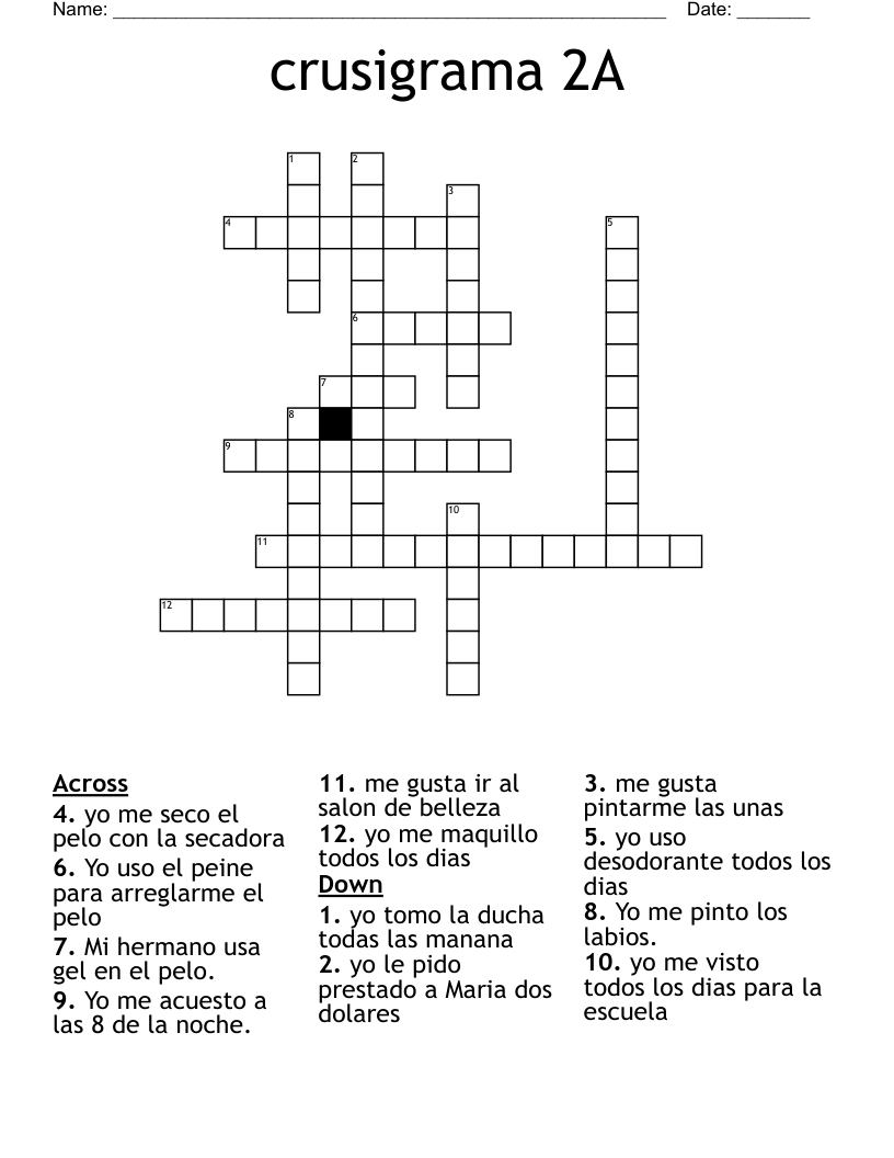 crusigrama 2A Crossword