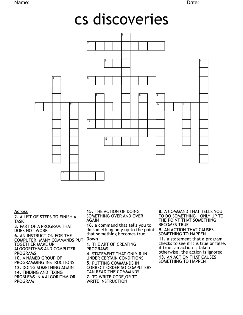 cs discoveries Crossword