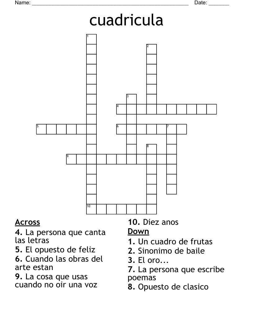 cuadricula Crossword