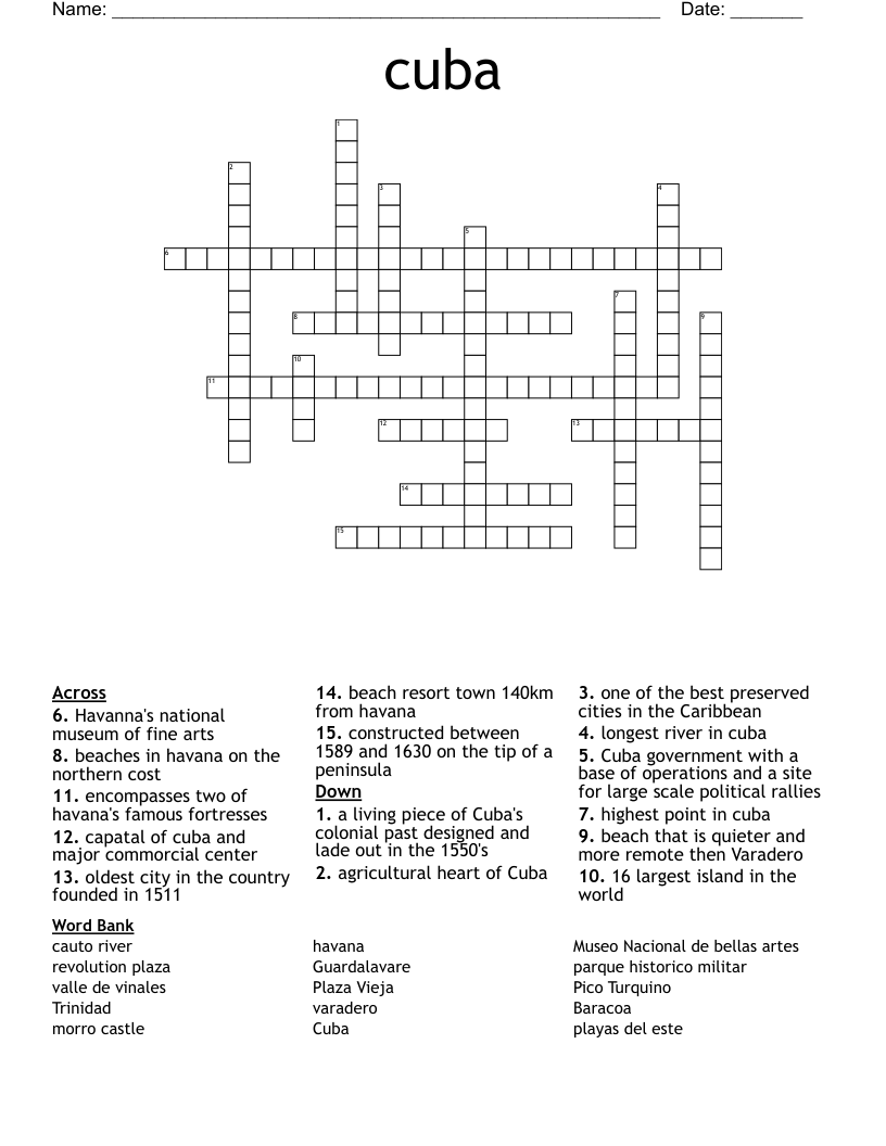 cuba Crossword