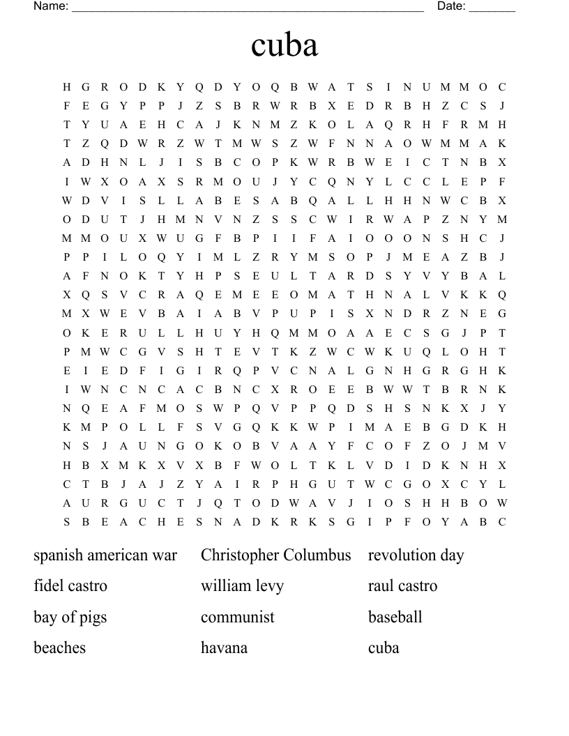 cuba Word Search