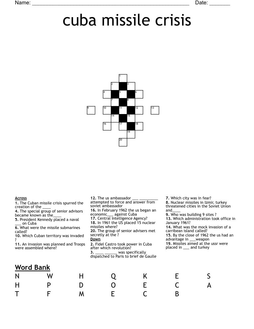 cuba missile crisis Crossword