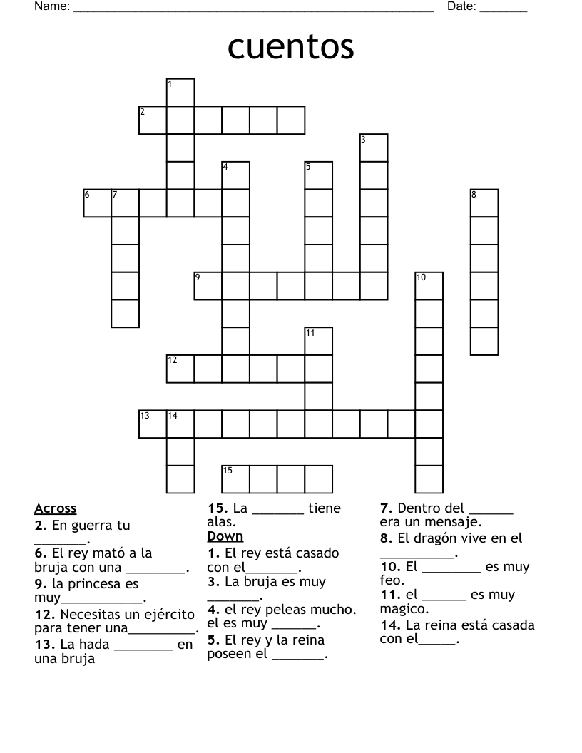 cuentos Crossword