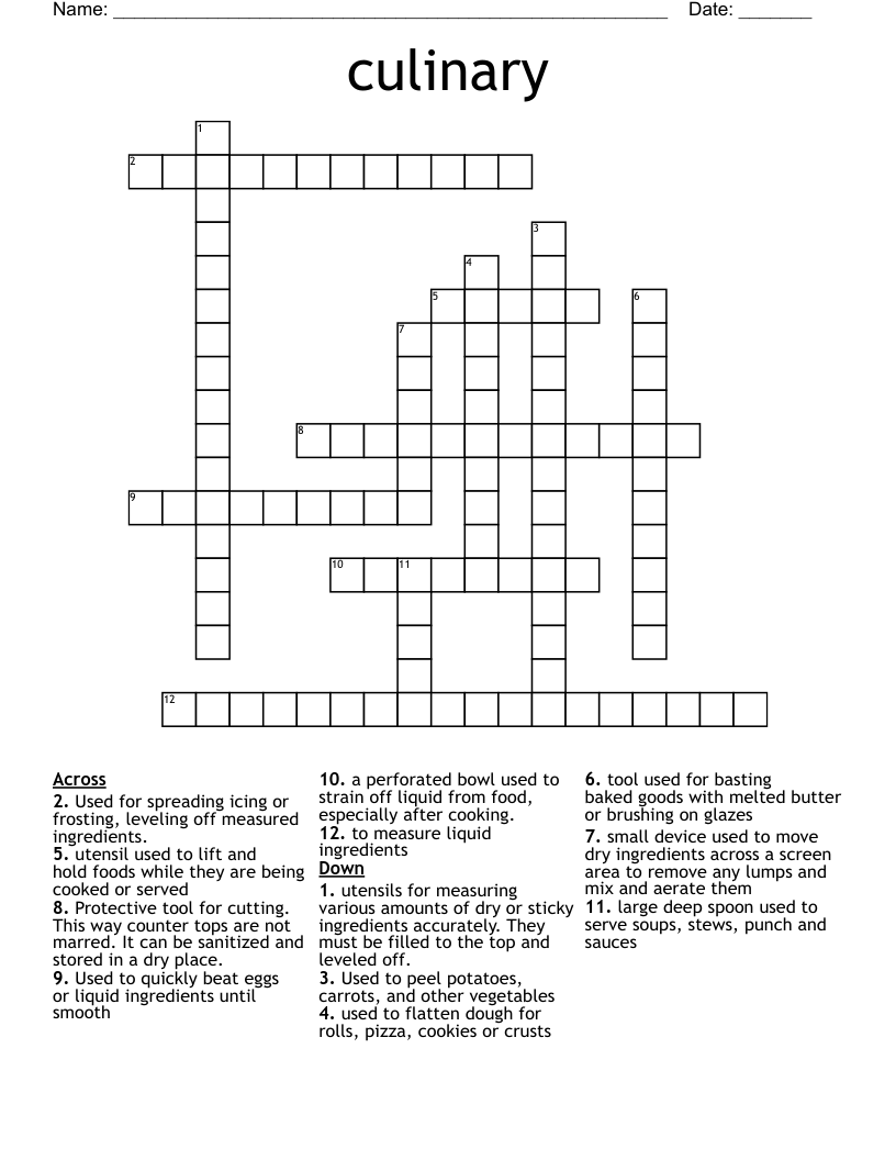 culinary Crossword