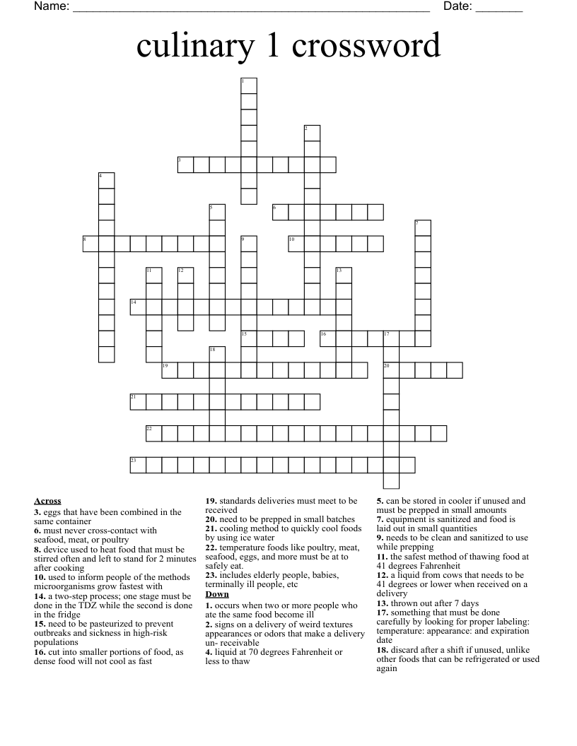culinary 1 crossword