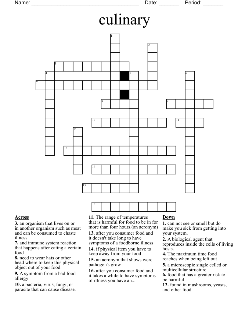culinary  Crossword