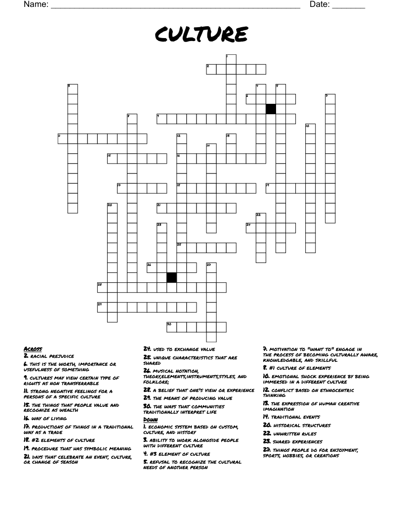 culture  Crossword