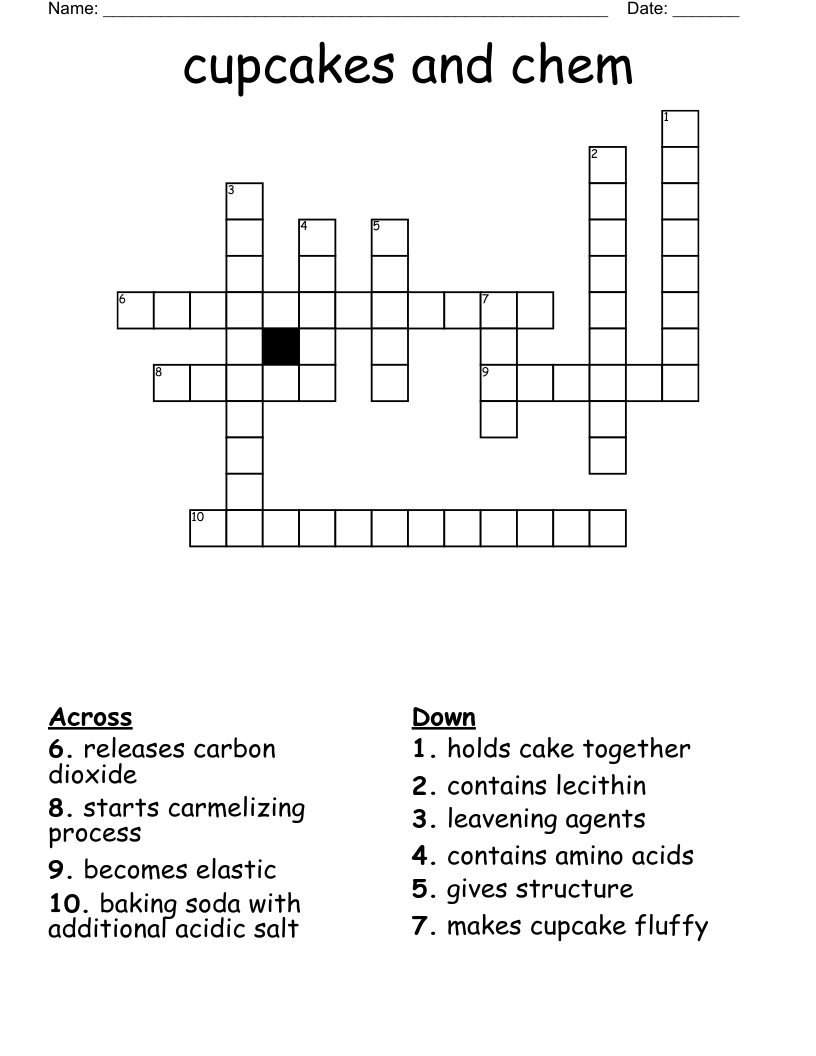 cupcakes and chem Crossword