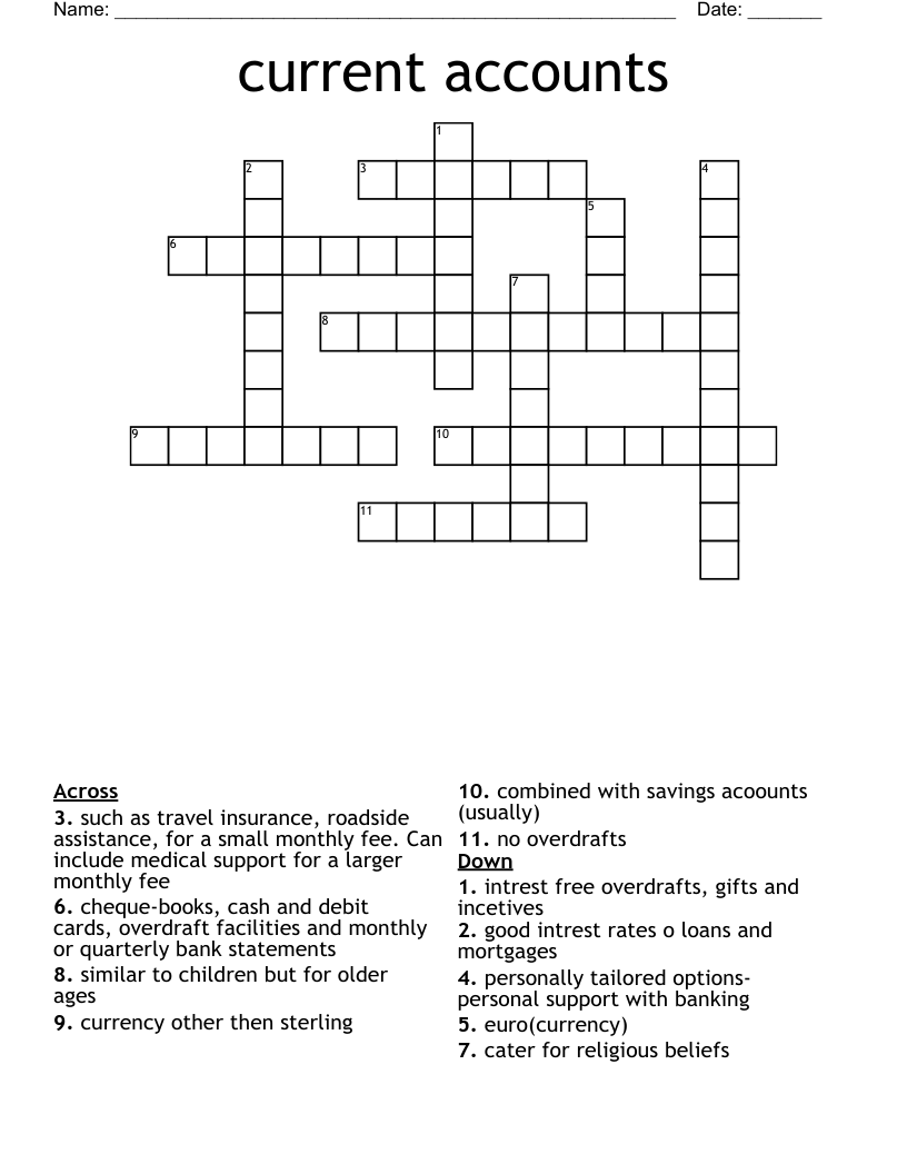 current accounts Crossword