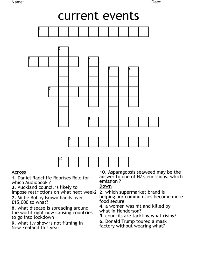 current events Crossword