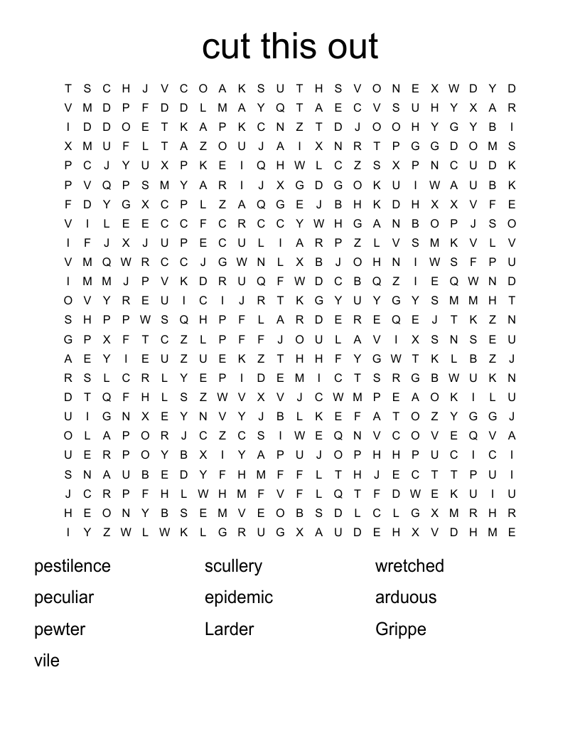cut this out Word Search