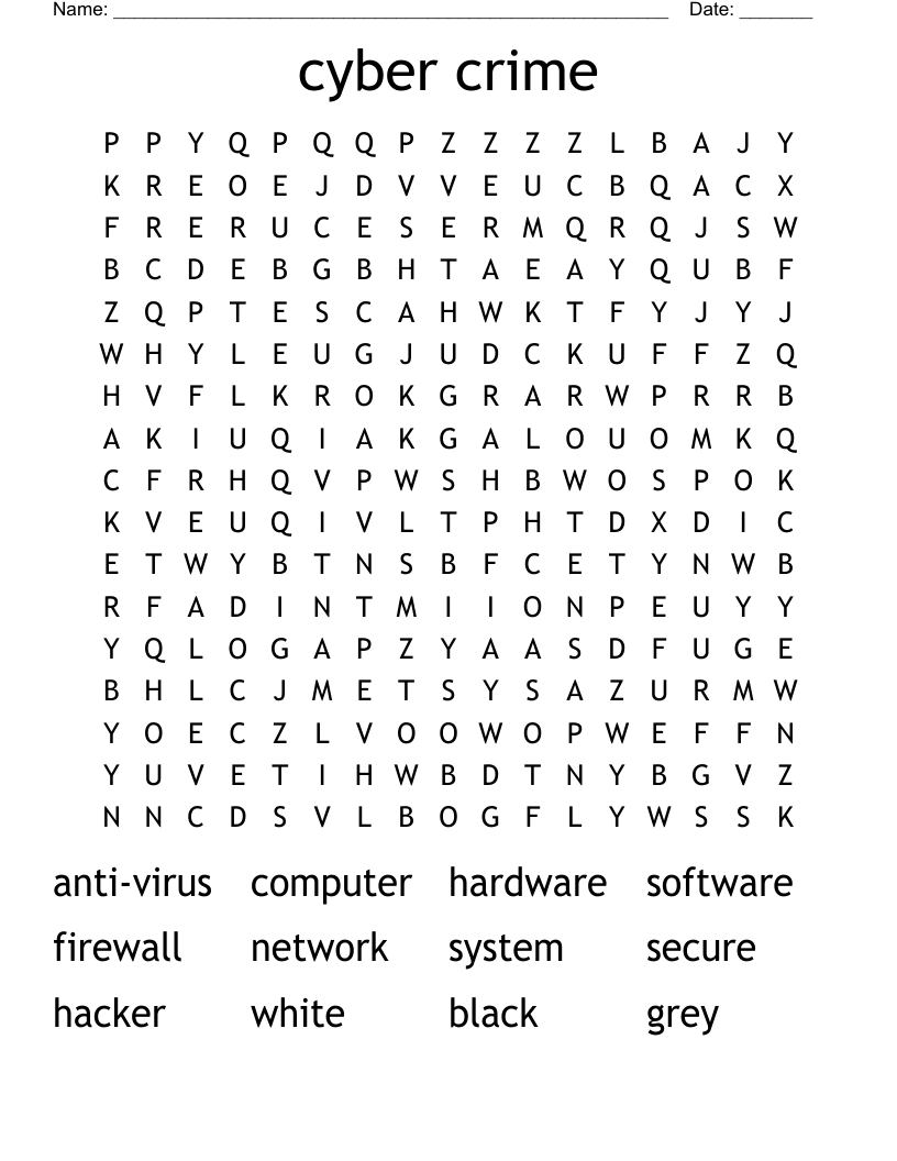 cyber crime Word Search