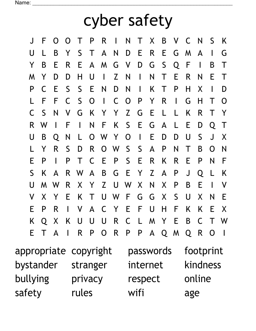 cyber safety Word Search