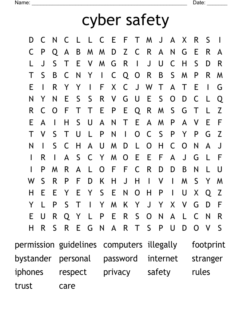 cyber safety Word Search