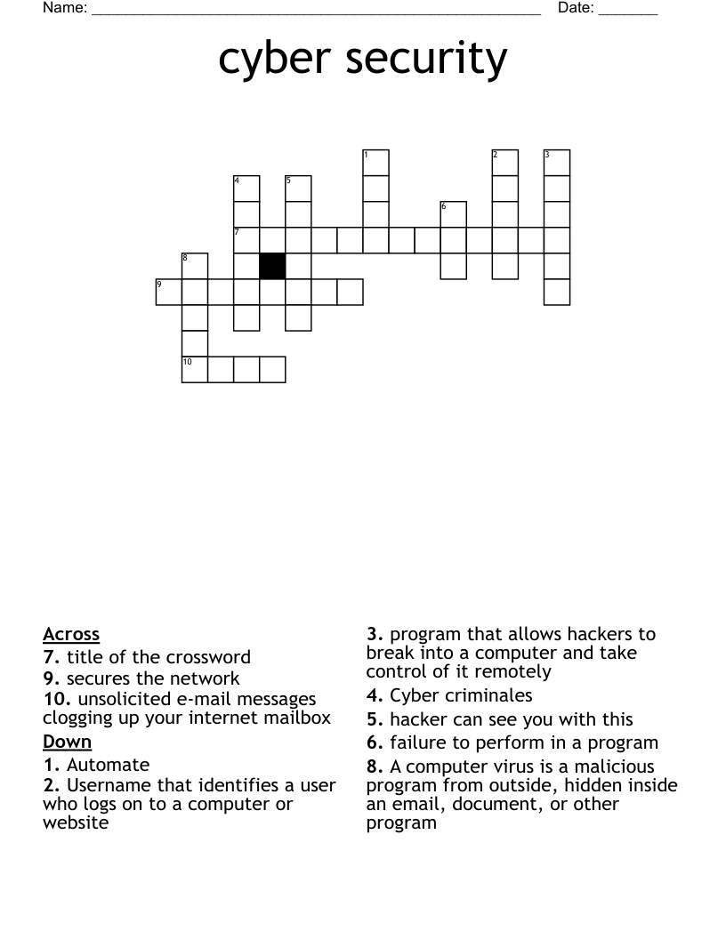cyber security Crossword