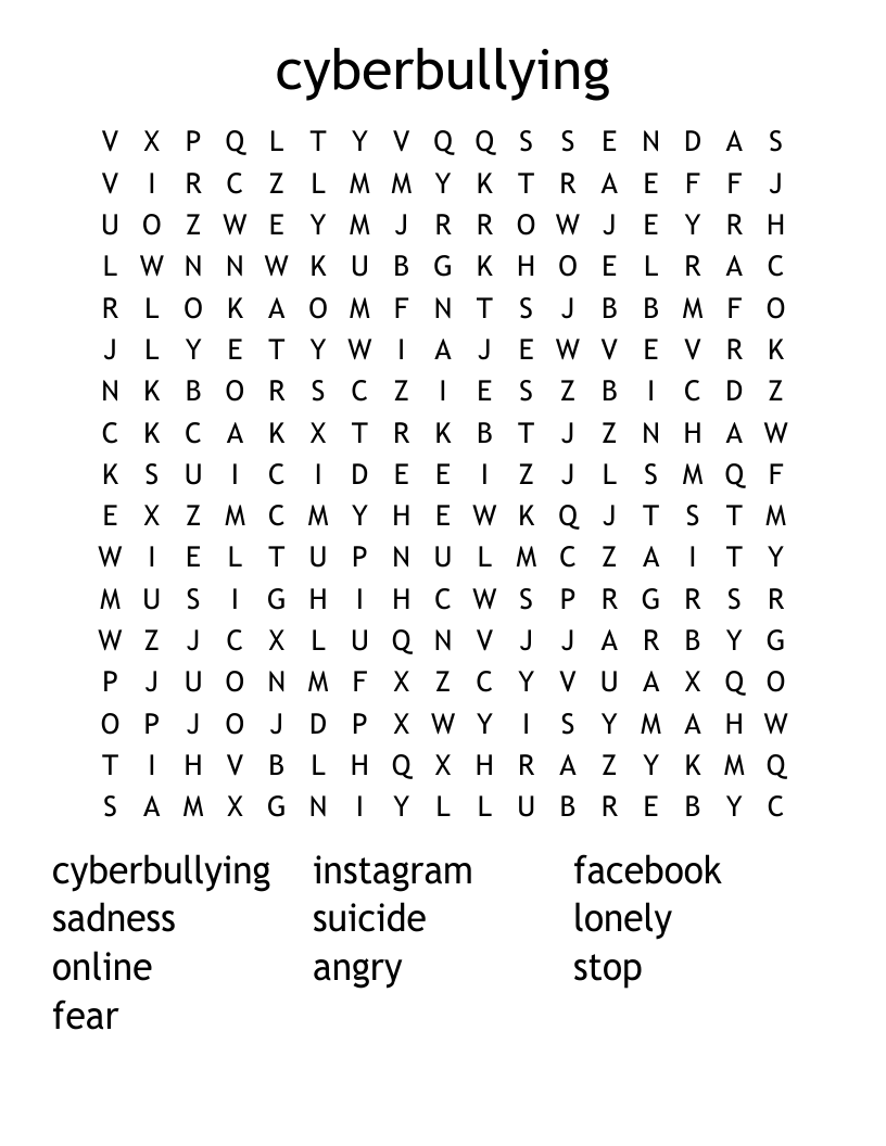 cyberbullying  Word Search