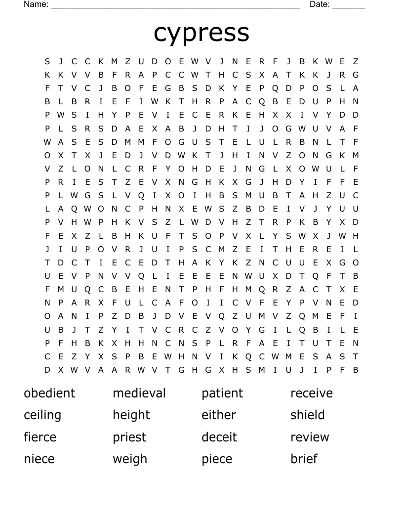 cypress  Word Search
