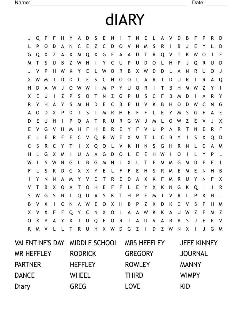 dIARY  Word Search