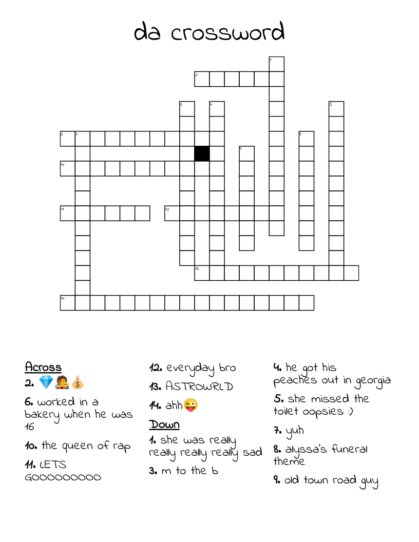 da crossword