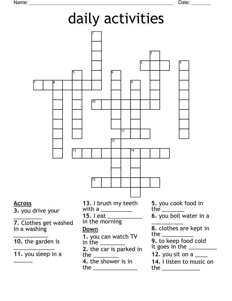 daily activities Crossword