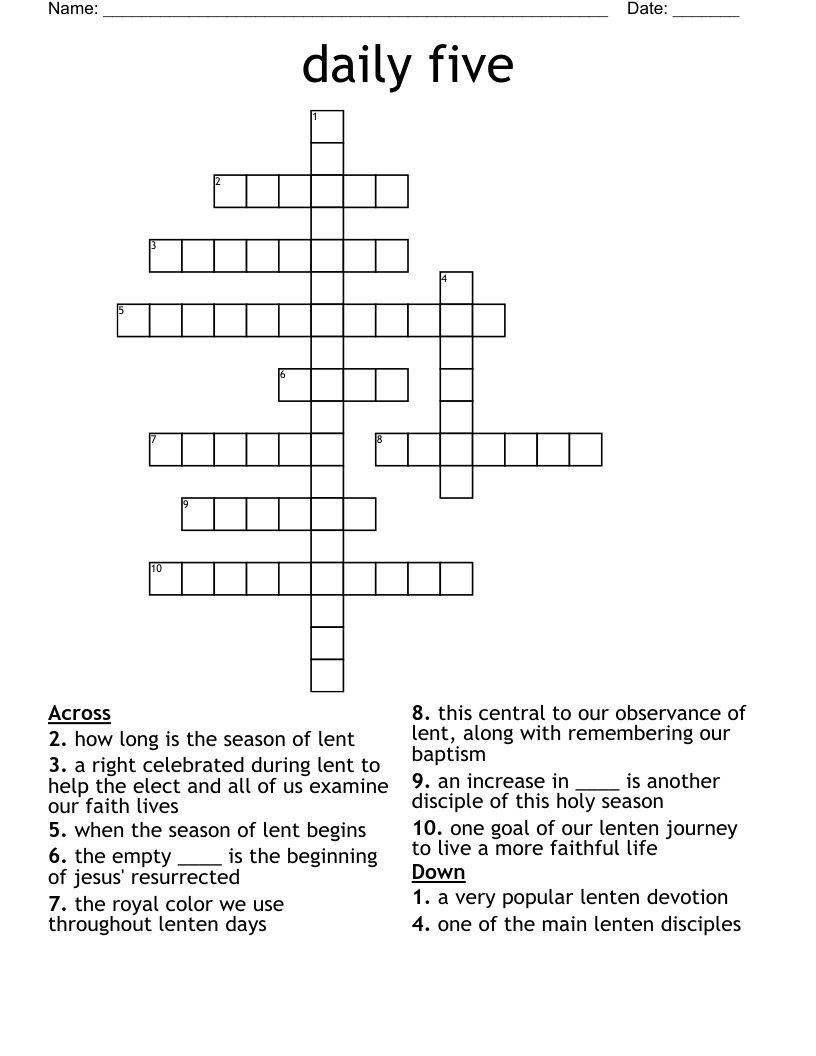 daily five Crossword