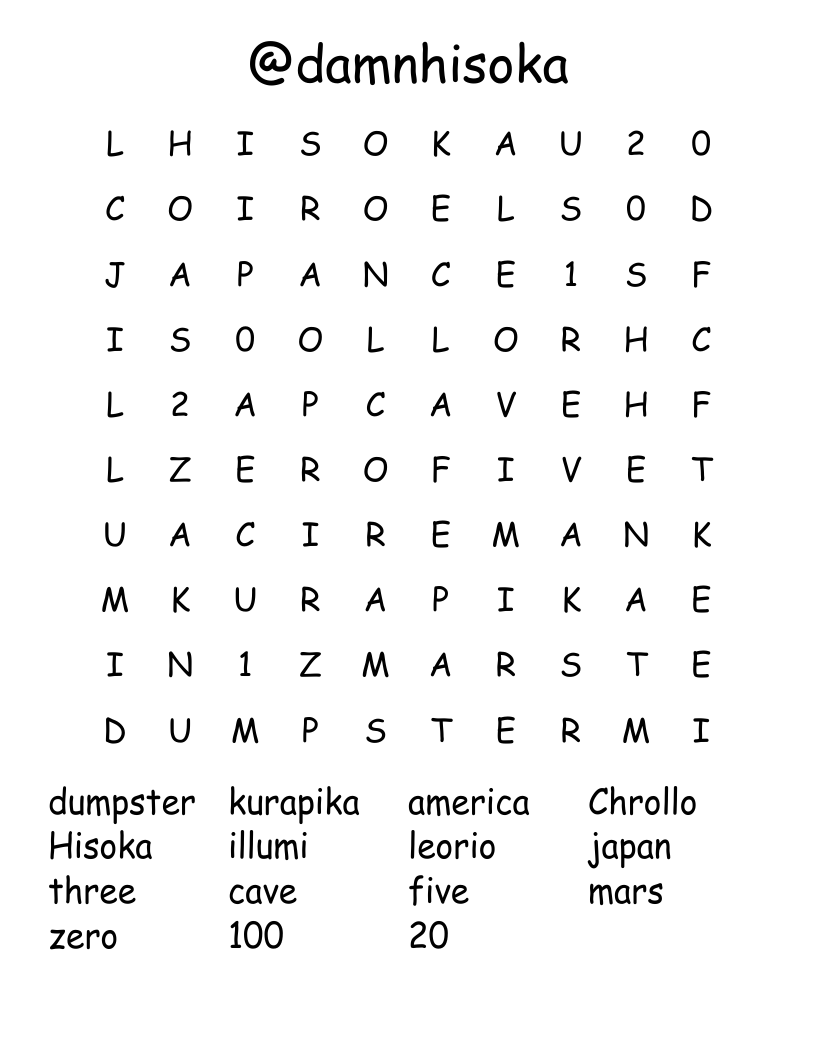 @damnhisoka Word Search