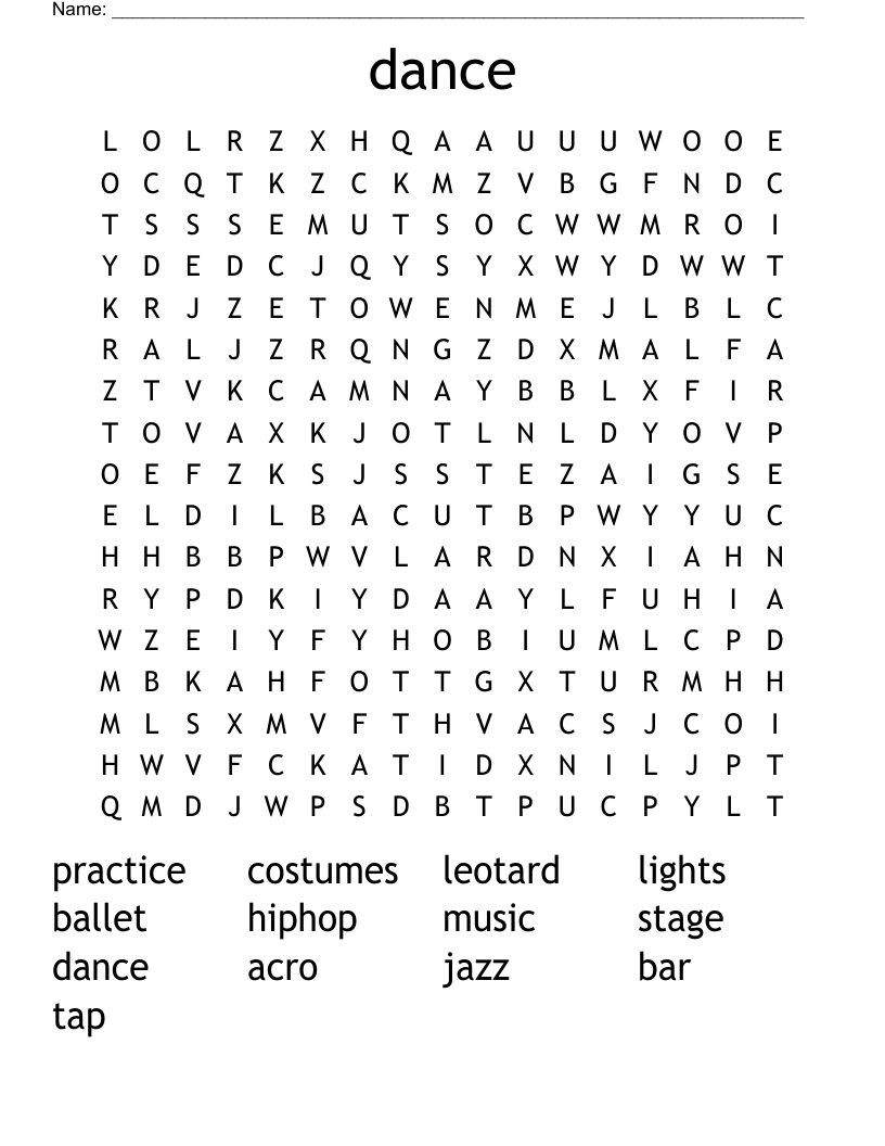 dance Word Search