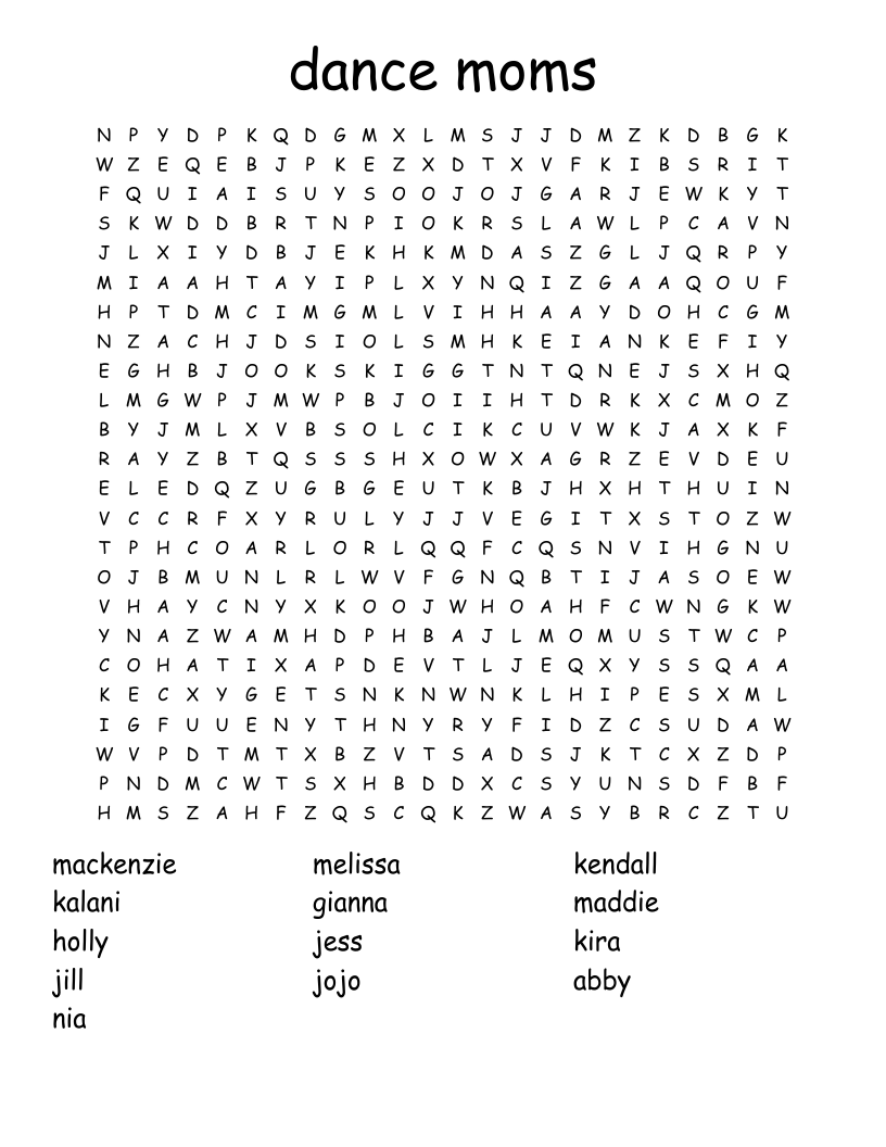 dance moms  Word Search