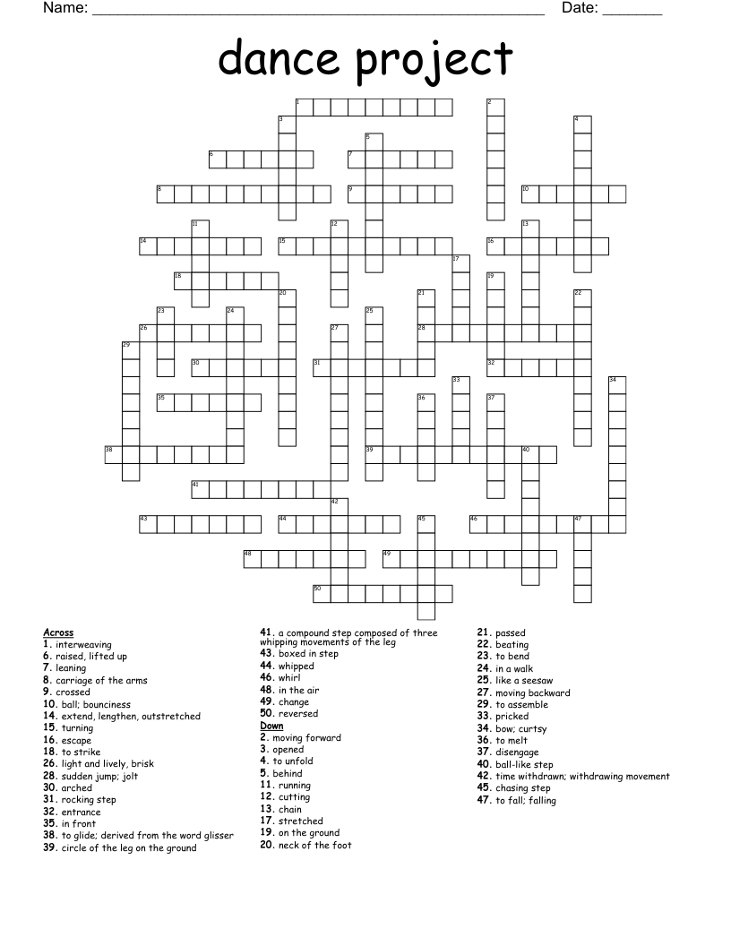 dance project  Crossword