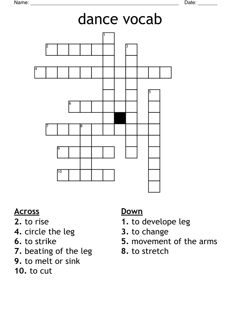dance vocab Crossword