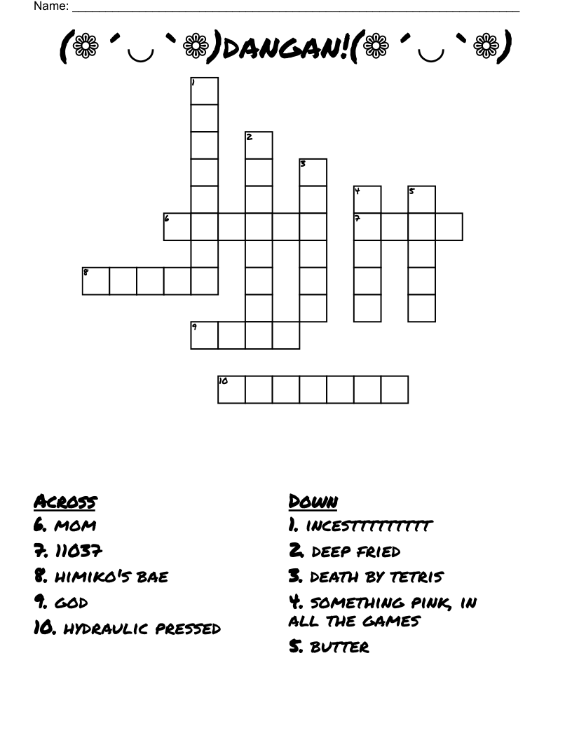(❁´◡`❁)dangan!(❁´◡`❁) Crossword
