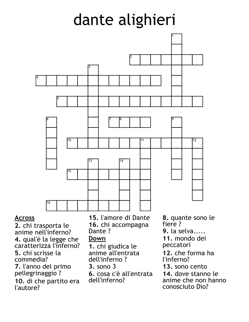 dante alighieri  Crossword